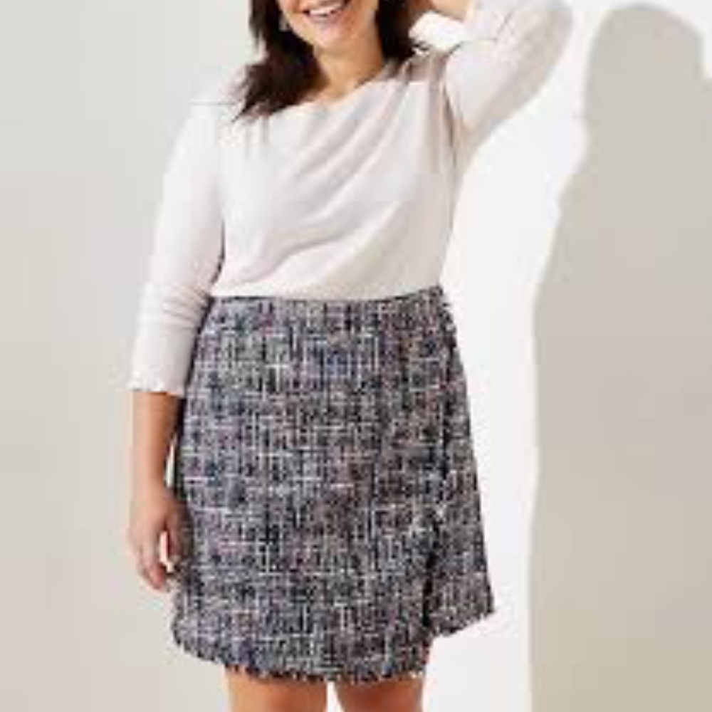 NEW Loft Plus Tweed Wrap Skirt